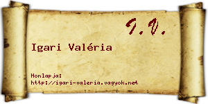 Igari Valéria névjegykártya